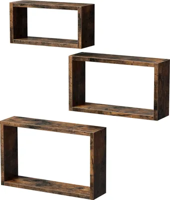 Produktbild von Sada 3 závesných políc Rustic Brown Bookcase