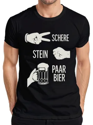 Produktbild von Schere Stein Paar Bier Lustig JGA Geburtstag Party Bierkrug Humor Herren T-Shirt, Schwarz, XL