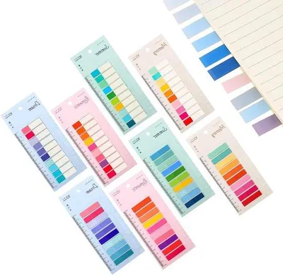 Obrázok produktu pre Sada priehľadných samolepiacich lístkov s pravítkom – 1600 kusov – na poznámky do kníh a indexovanie