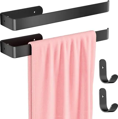 Produktbild von Handtuchhalter Set - Handtuchregal - Wandmontage - 2 Stück - Schwarz - Aluminiumlegierung