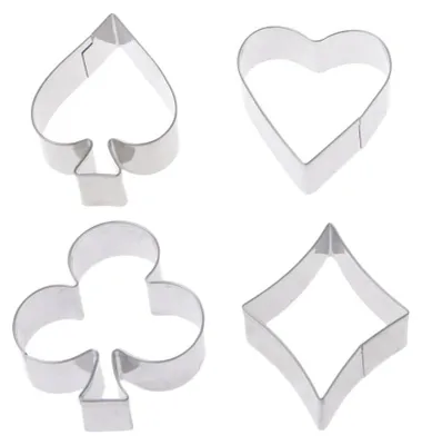 Ausstechformen, 4 Stück, Edelstahl, Poker-Design