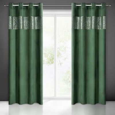 Zdjęcie produktu dla Zasłona MARGOT ciemnozielona 140x250 cm zasłona oczkowa