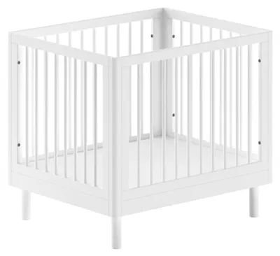 Produktbild von Babybett >Buche massiv< in weiß lackiert, Buche massiv - 99x88x79cm (BxHxT)