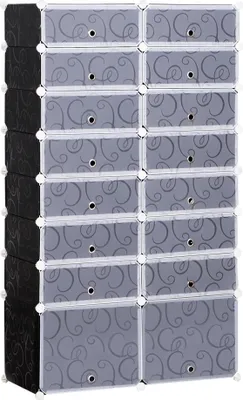 Produktbild von HOMCOM Schuhschrank DIY Regalsystem Steckregal mit Türen Kunststoff 32 x Schuhe