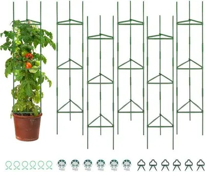 Image de Lot de 6 tuteurs en plastique de 120 cm - Supports pour plantes grimpantes et plantes de jardin