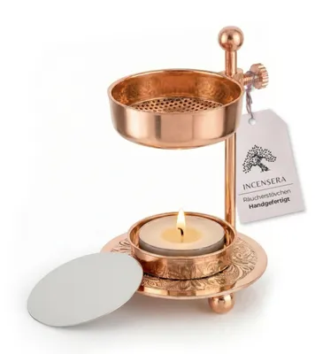 Produktbild von Räucherstövchen mit Sieb - Rose Gold Weihrauchbrenner für Harze/Kräuter, Robustes Räuchergefäß | Weihrauchbrenner, Räucherstövchen Sieb