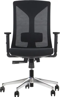Obrázek produktu pro Ergonomická otočná kancelářská židle HAGER, chromová podnož, nastavitelné područky, černá, síťovaný opěrák