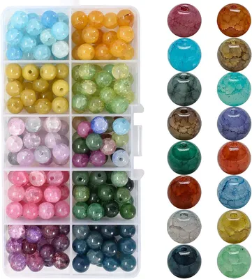 Produktbild von Glasperlen rund, 8 mm, 200 Stück, bunt, für Schmuckherstellung