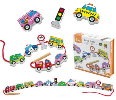 Image de VIGA : Jouets en bois, blocs de construction en bois, jeux de lacets, voitures en bois