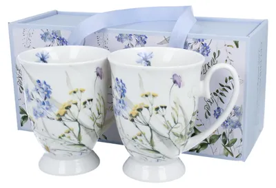 Image de Duo | Set de mugs en porcelaine - 2 tasses Royal Melody - 340 ml - Motif floral - Set cadeau élégant