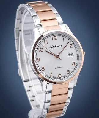 Produktbild von Herrenuhr Sapphire Saphirglas Zifferblatt Sonnenschliff Datumsanzeige Silber