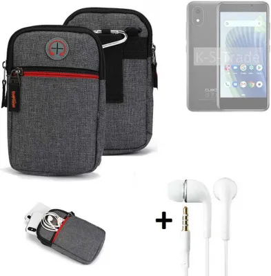 Produktbild von K-S-Trade Gürteltaasche + Kopfhörer kompatibel mit Cubot J20 Handy Tasche Holster Schutz Hülle Handy Hülle grau Zusatzfächer 1x
