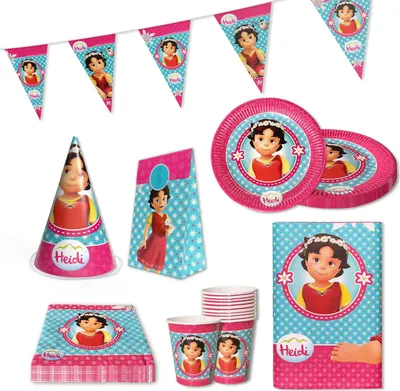 Produktbild von Heidi 162-tlg. Party Set – Geburtstag Deko mit Bechern Tellern Servietten Tüten