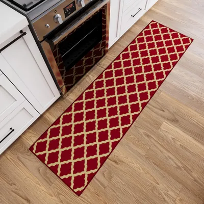 Antirutsch-Teppichläufer, Trellis-Design, 57x210 cm, Rot