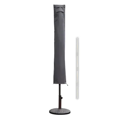 Image de Housse de protection Sekey pour parasol Ø 240 cm, 270 cm et 300 cm, en tissu Oxford 600D, avec tige et fermeture éclair, gris foncé