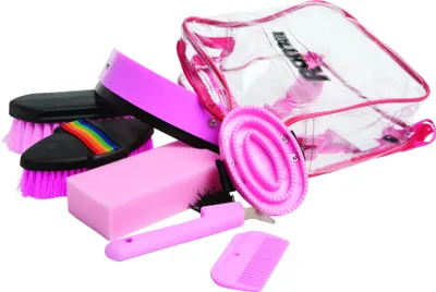 Productafbeelding van Roma paardenverzorgingsset, 7-delig, inclusief rugzak WB460 (one size) (roze)