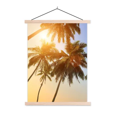 Produktbild von MuchoWow® Textilposter Palme - Sonne - Sommer - Tropisch 120x160 cm mit holzfarbenen Rahmen - Plakatkarton