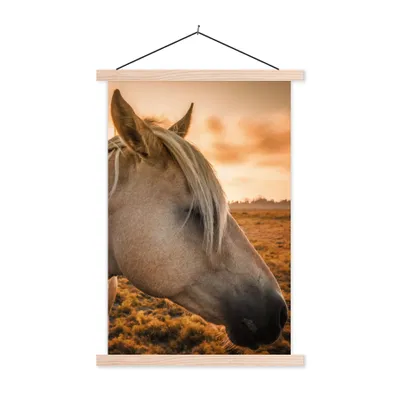 Produktbild von MuchoWow® Textilposter Pferd - Tiere - Porträt 60x90 cm mit holzfarbenen Rahmen - Textil