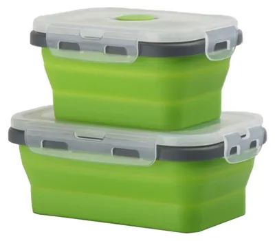Produktbild von 2 faltbare Silikonbehälter mit Deckel, 500 ml und 800 ml