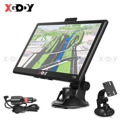 Zdjęcie produktu dla Nawigacja GPS 7 cali, przenośna, do samochodów ciężarowych, samochodów osobowych, z funkcją ostrzegania o fotoradarach, mapami offline Europy, ekranem dotykowym, sterowaniem głosowym i asystentem pasa ruchu, 16 GB pamięci