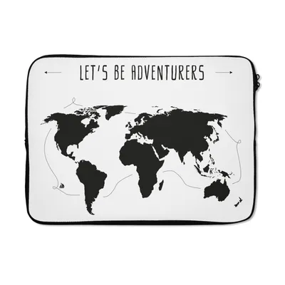 Produktbild von MuchoWow® Laptop Hülle 14 ZollWeltkarte - Zitat - Schwarz - Weiß - Kind - Mädchen Laptoptasche - Laptoptasche - Stoßsicher - Schutzhaube
