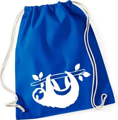 Produktbild von Huuraa Turnbeutel Faultier Silhouette 12 Liter Bright Royal Baumwolle Rucksack Geschenkidee