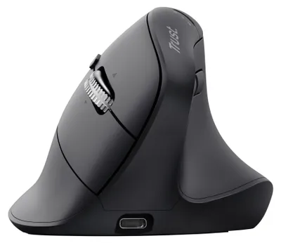 Obrázok produktu pre Trust Vyran, Pravoruké, Vertikálny dizajn, Optický, RF Wireless + Bluetooth, 4800 DPI, Čierna