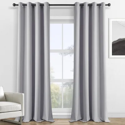Productafbeelding van Gordijnen - Set van 2 Verduisterende Buitengordijnen - Warmte-isolerend met Oogjes - 140x280 cm - Grijs