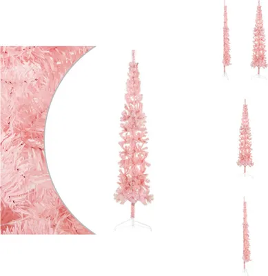 Zdjęcie produktu dla vidaXL Sztuczna pół choinka ze stojakiem Slim Pink 240 cm - Choinki bożonarodzeniowe