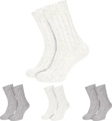 Produktbild von 4 Paar Wollsocken Damen und Herren - Kuschelig warme Stricksocken mit Alpakawolle - Dicke Wintersocken - Wollweiß - 39/42