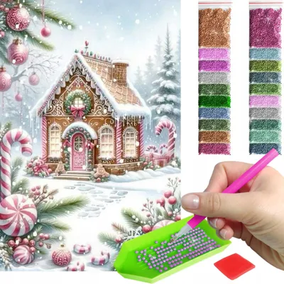 Produktbild von ARTULIO Diamond Painting Set - Märchenhaus in festlicher Weihnachtsstimmung - 60 x 40 cm - Groß XXL - Diamant Painting, Home Wand Deko