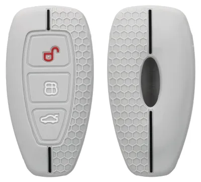 Produktbild von kwmobile Schlüsselhülle für Ford 3-Tasten Autoschlüssel Keyless Go Hülle - Autoschlüssel Schlüssel Hülle aus Silikon - Schlüsseletui in Hellgrau