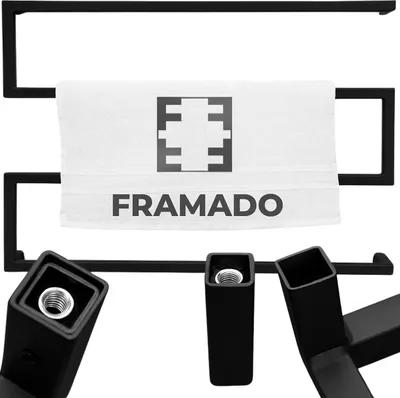 Produktbild von FRAMADO, Handtuchhalter Badezimmer Wand, Metall, 70x7x50cm, Schwarz, Zygzak