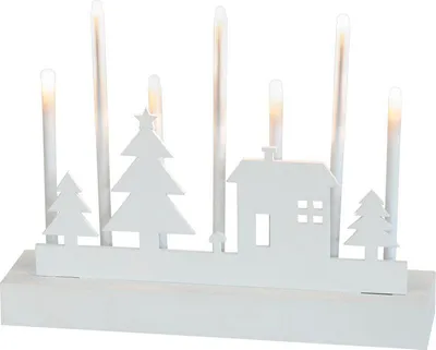 Produktbild von Kerzenhalter MagicHome Weihnachten, 8 LED warmweiß, 2xAA, MDF, Innenbereich, 24x5,5x18 cm