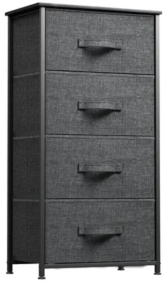 Imagen del producto de Cómoda con 4 cajones - Mueble de almacenamiento gris para el dormitorio