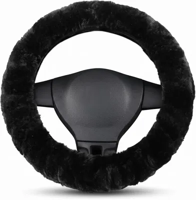 Imagen del producto de Funda para volante de felpa, transpirable, de 36-39 cm, ideal para conducir en invierno