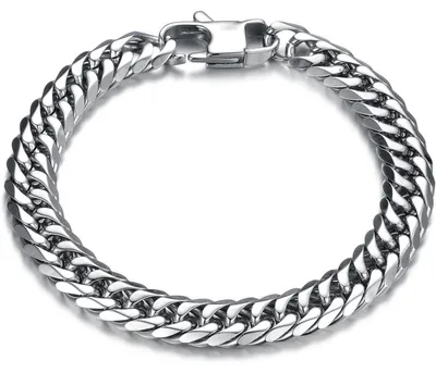 Immagine prodotto di Bracciale da uomo, acciaio inossidabile, catena a maglie, argento, 12 mm, 21 cm