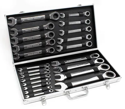 Steckschlüsselsatz 22-teilig, 6-32 mm, Ratschen, Koffer