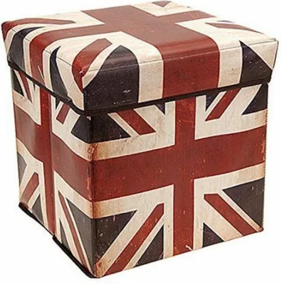 Image de Pouf pliable Rangement Coffre Ottomane Meuble - Union Jack