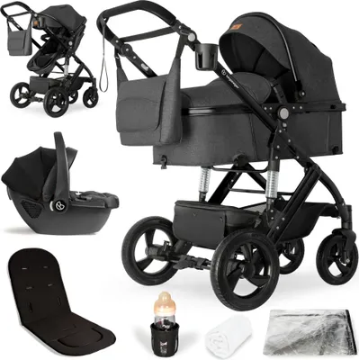 Produktbild von Bergsteiger Nizza 3 in 1 Kinderwagen, Kombikinderwagen Komplettset, Babywanne & Buggy Sportsitz inklusive, Auto-Babyschale & Isofix Station optional