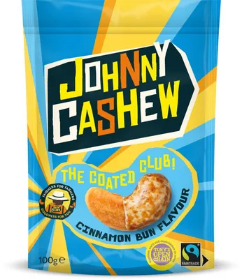 Obrázok produktu pre Johnny Cashew Cinnamon Rolls Flavor 100g – Chrumkavé kešu s príchuťou škorice