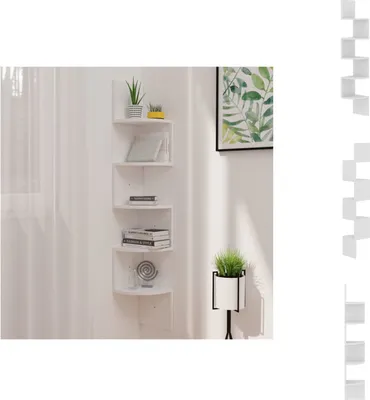 Image de vidaXL Étagère murale d'angle Blanc 19x19x123 cm Bois composite - Étagères murales