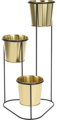 Produktbild von Blumenständer für 3 Blumentöpfe aus Metall gold 46,5 cm Modern Deko