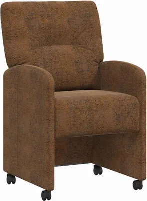 Imagen del producto de vidaXL: 2 sillas de comedor con ruedas, tapizadas en imitación ante, color marrón