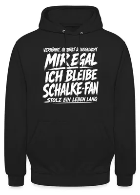Produktbild von Spreadshirt Mir Egal Ich Bleibe Schalke-Fan Uni Hoodie, M, Schwarz