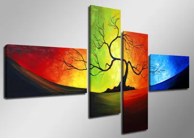 Obrázok produktu pre Obraz na plátne Strom farieb 4-dielny 160x70 cm