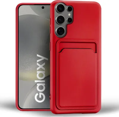 Immagine prodotto di Custodia per cellulare per Samsung Galaxy S24 Ultra cover in silicone protettivo con slot per schede Slim Wallet Case, rosso