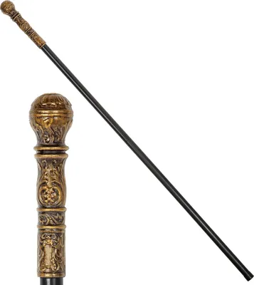 Productafbeelding van Wandelstok met knop in antiek goud