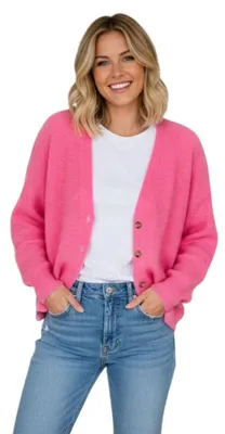 Immagine prodotto di Rodier, cardigan da donna, rosa, misto lana, taglia L