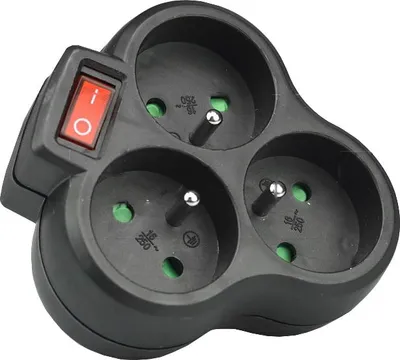 Produktbild von Solight rozbočovač, 3 x 10A, čierny, vypínač